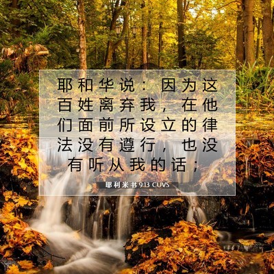 Picture 07 - 耶 利 米 书 9:13 CUVS - 耶 和 华 说 ： 因 为 这 百 姓 离 弃 - Bible Verse Picture