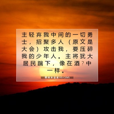 Picture 07 - 耶 利 米 哀 歌 1:15 CUVS - 主 轻 弃 我 中 间 的 一 切 勇 士 ， - Bible Verse Picture