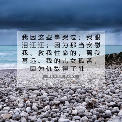 Picture 07 - 耶 利 米 哀 歌 1:16 CUVS - 我 因 这 些 事 哭 泣 ； 我 眼 泪 汪 - Bible Verse Picture