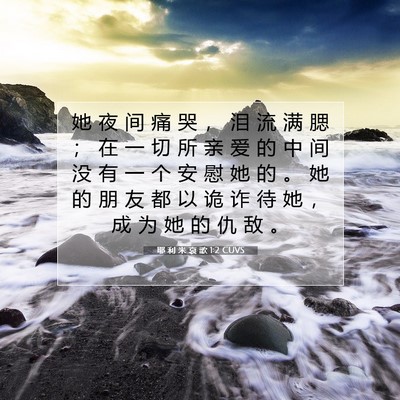 Picture 07 - 耶 利 米 哀 歌 1:2 CUVS - 她 夜 间 痛 哭 ， 泪 流 满 腮 ； 在 - Bible Verse Picture