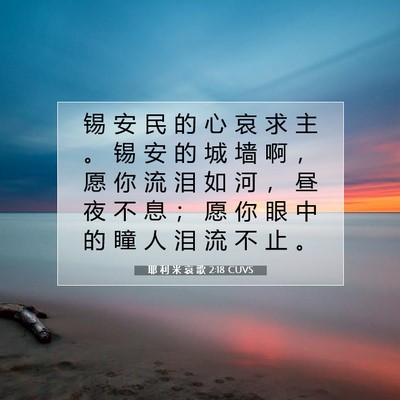 Picture 07 - 耶 利 米 哀 歌 2:18 CUVS - 锡 安 民 的 心 哀 求 主 。 锡 安 的 - Bible Verse Picture