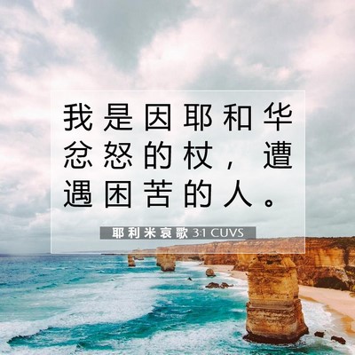 Picture 07 - 耶 利 米 哀 歌 3:1 CUVS - 我 是 因 耶 和 华 忿 怒 的 杖 ， 遭 - Bible Verse Picture