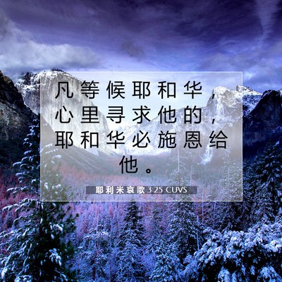 Picture 07 - 耶 利 米 哀 歌 3:25 CUVS - 凡 等 候 耶 和 华 ， 心 里 寻 求 他 - Bible Verse Picture