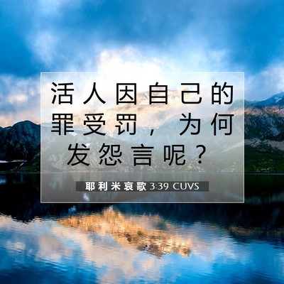 Picture 07 - 耶 利 米 哀 歌 3:39 CUVS - 活 人 因 自 己 的 罪 受 罚 ， 为 何 - Bible Verse Picture
