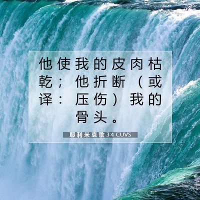 Picture 07 - 耶 利 米 哀 歌 3:4 CUVS - 他 使 我 的 皮 肉 枯 乾 ； 他 折 断 - Bible Verse Picture
