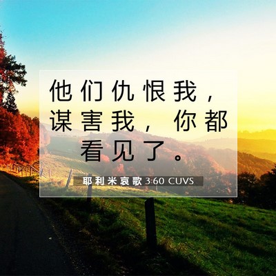 Picture 07 - 耶 利 米 哀 歌 3:60 CUVS - 他 们 仇 恨 我 ， 谋 害 我 ， 你 都 - Bible Verse Picture