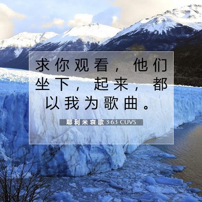 Picture 07 - 耶 利 米 哀 歌 3:63 CUVS - 求 你 观 看 ， 他 们 坐 下 ， 起 来 - Bible Verse Picture