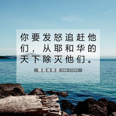 Picture 07 - 耶 利 米 哀 歌 3:66 CUVS - 你 要 发 怒 追 赶 他 们 ， 从 耶 和 - Bible Verse Picture
