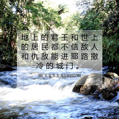 Picture 07 - 耶 利 米 哀 歌 4:12 CUVS - 地 上 的 君 王 和 世 上 的 居 民 都 - Bible Verse Picture