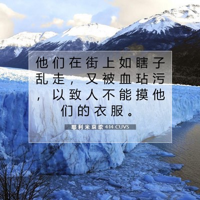 Picture 07 - 耶 利 米 哀 歌 4:14 CUVS - 他 们 在 街 上 如 瞎 子 乱 走 ， 又 - Bible Verse Picture