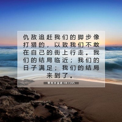 Picture 07 - 耶 利 米 哀 歌 4:18 CUVS - 仇 敌 追 赶 我 们 的 脚 步 像 打 猎 - Bible Verse Picture
