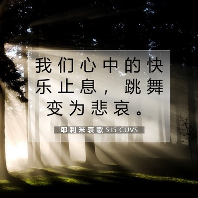 Picture 07 - 耶 利 米 哀 歌 5:15 CUVS - 我 们 心 中 的 快 乐 止 息 ， 跳 舞 - Bible Verse Picture