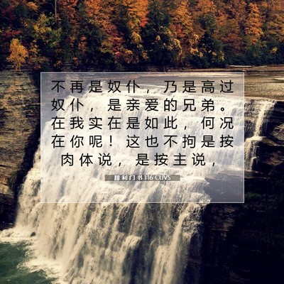 Picture 07 - 腓 利 门 书 1:16 CUVS - 不 再 是 奴 仆 ， 乃 是 高 过 奴 仆 - Bible Verse Picture