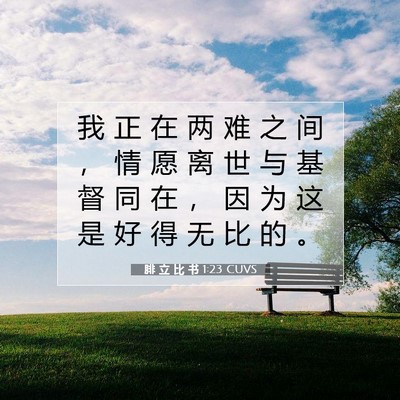 Picture 07 - 腓 立 比 书 1:23 CUVS - 我 正 在 两 难 之 间 ， 情 愿 离 世 - Bible Verse Picture