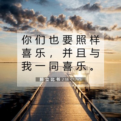 Picture 07 - 腓 立 比 书 2:18 CUVS - 你 们 也 要 照 样 喜 乐 ， 并 且 与 - Bible Verse Picture