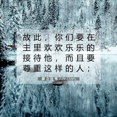 Picture 07 - 腓 立 比 书 2:29 CUVS - 故 此 ， 你 们 要 在 主 里 欢 欢 乐 - Bible Verse Picture