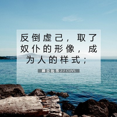 Picture 07 - 腓 立 比 书 2:7 CUVS - 反 倒 虚 己 ， 取 了 奴 仆 的 形 像 - Bible Verse Picture