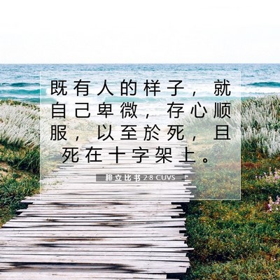 Picture 07 - 腓 立 比 书 2:8 CUVS - 既 有 人 的 样 子 ， 就 自 己 卑 微 - Bible Verse Picture