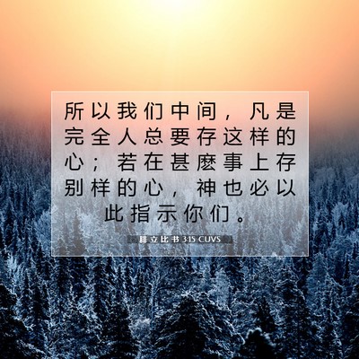 Picture 07 - 腓 立 比 书 3:15 CUVS - 所 以 我 们 中 间 ， 凡 是 完 全 人 - Bible Verse Picture