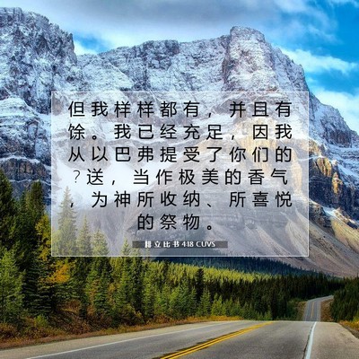 Picture 07 - 腓 立 比 书 4:18 CUVS - 但 我 样 样 都 有 ， 并 且 有 馀 。 - Bible Verse Picture