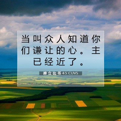 Picture 07 - 腓 立 比 书 4:5 CUVS - 当 叫 众 人 知 道 你 们 谦 让 的 心 - Bible Verse Picture