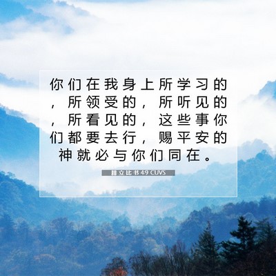 Picture 07 - 腓 立 比 书 4:9 CUVS - 你 们 在 我 身 上 所 学 习 的 ， 所 - Bible Verse Picture