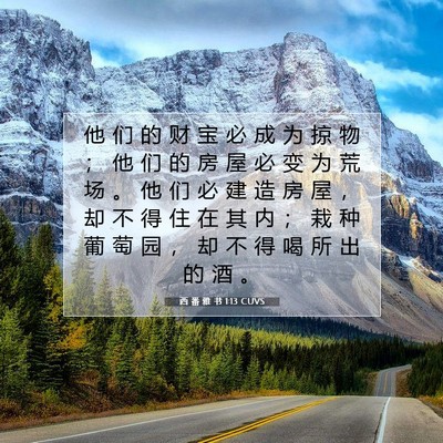 Picture 07 - 西 番 雅 书 1:13 CUVS - 他 们 的 财 宝 必 成 为 掠 物 ； 他 - Bible Verse Picture