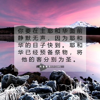 Picture 07 - 西 番 雅 书 1:7 CUVS - 你 要 在 主 耶 和 华 面 前 静 默 无 - Bible Verse Picture