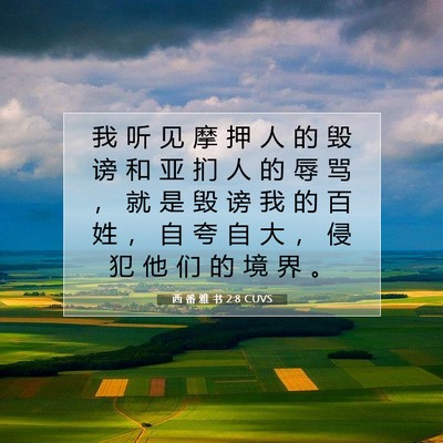 Picture 07 - 西 番 雅 书 2:8 CUVS - 我 听 见 摩 押 人 的 毁 谤 和 亚 扪 - Bible Verse Picture
