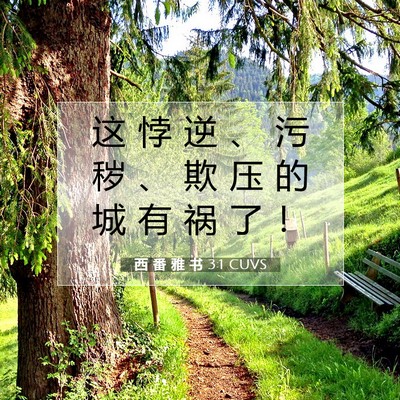 Picture 07 - 西 番 雅 书 3:1 CUVS - 这 悖 逆 、 污 秽 、 欺 压 的 城 有 - Bible Verse Picture