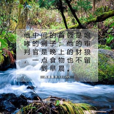 Picture 07 - 西 番 雅 书 3:3 CUVS - 他 中 间 的 首 领 是 咆 哮 的 狮 子 - Bible Verse Picture