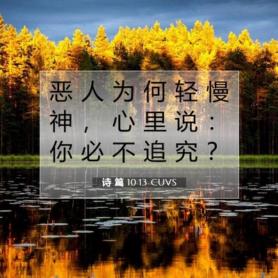 Picture 07 - 诗 篇 10:13 CUVS - 恶 人 为 何 轻 慢 神 ， 心 里 说 ： - Bible Verse Picture