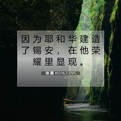 Picture 07 - 诗 篇 102:16 CUVS - 因 为 耶 和 华 建 造 了 锡 安 ， 在 - Bible Verse Picture