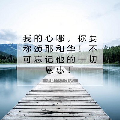 Picture 07 - 诗 篇 103:2 CUVS - 我 的 心 哪 ， 你 要 称 颂 耶 和 华 - Bible Verse Picture