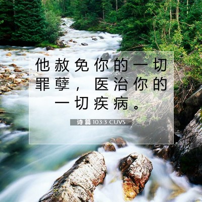Picture 07 - 诗 篇 103:3 CUVS - 他 赦 免 你 的 一 切 罪 孽 ， 医 治 - Bible Verse Picture