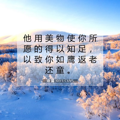 Picture 07 - 诗 篇 103:5 CUVS - 他 用 美 物 使 你 所 愿 的 得 以 知 - Bible Verse Picture
