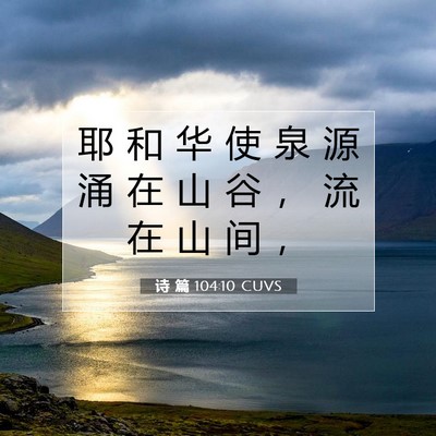 Picture 07 - 诗 篇 104:10 CUVS - 耶 和 华 使 泉 源 涌 在 山 谷 ， 流 - Bible Verse Picture