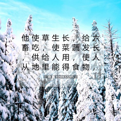 Picture 07 - 诗 篇 104:14 CUVS - 他 使 草 生 长 ， 给 六 畜 吃 ， 使 - Bible Verse Picture