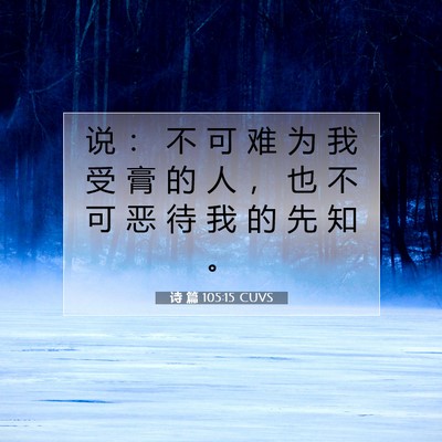 Picture 07 - 诗 篇 105:15 CUVS - 说 ： 不 可 难 为 我 受 膏 的 人 ， - Bible Verse Picture