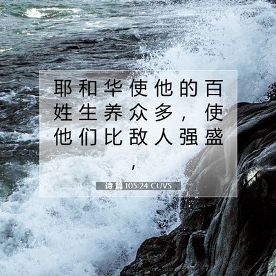 Picture 07 - 诗 篇 105:24 CUVS - 耶 和 华 使 他 的 百 姓 生 养 众 多 - Bible Verse Picture