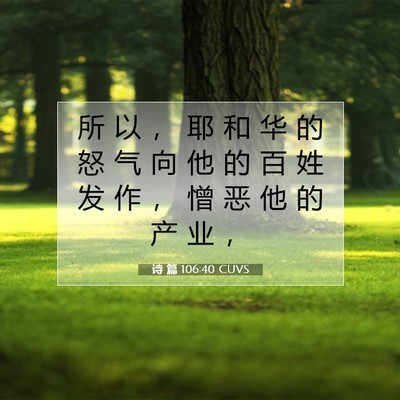 Picture 07 - 诗 篇 106:40 CUVS - 所 以 ， 耶 和 华 的 怒 气 向 他 的 - Bible Verse Picture