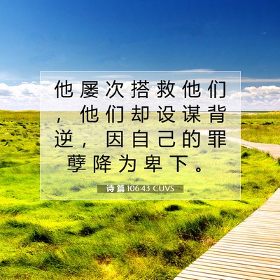 Picture 07 - 诗 篇 106:43 CUVS - 他 屡 次 搭 救 他 们 ， 他 们 却 设 - Bible Verse Picture