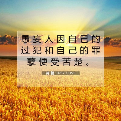 Picture 07 - 诗 篇 107:17 CUVS - 愚 妄 人 因 自 己 的 过 犯 和 自 己 - Bible Verse Picture