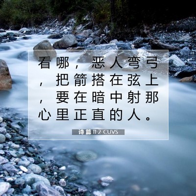 Picture 07 - 诗 篇 11:2 CUVS - 看 哪 ， 恶 人 弯 弓 ， 把 箭 搭 在 - Bible Verse Picture