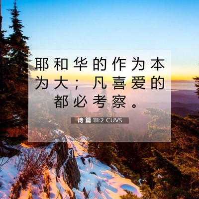 Picture 07 - 诗 篇 111:2 CUVS - 耶 和 华 的 作 为 本 为 大 ； 凡 喜 - Bible Verse Picture