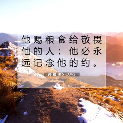 Picture 07 - 诗 篇 111:5 CUVS - 他 赐 粮 食 给 敬 畏 他 的 人 ； 他 - Bible Verse Picture