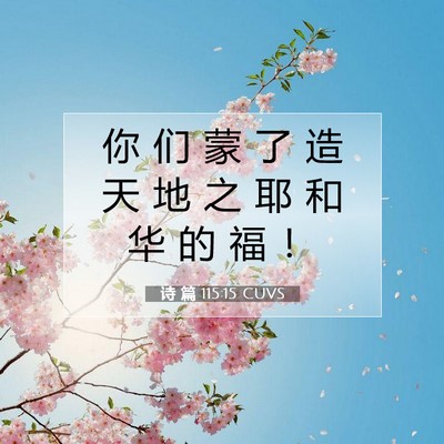 Picture 07 - 诗 篇 115:15 CUVS - 你 们 蒙 了 造 天 地 之 耶 和 华 的 - Bible Verse Picture