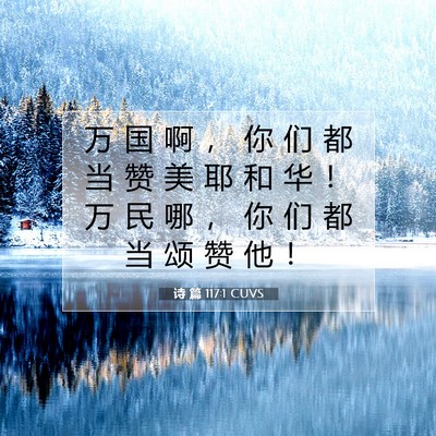 Picture 07 - 诗 篇 117:1 CUVS - 万 国 啊 ， 你 们 都 当 赞 美 耶 和 - Bible Verse Picture