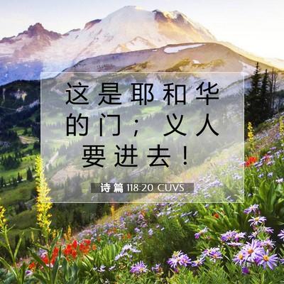 Picture 07 - 诗 篇 118:20 CUVS - 这 是 耶 和 华 的 门 ； 义 人 要 进 - Bible Verse Picture