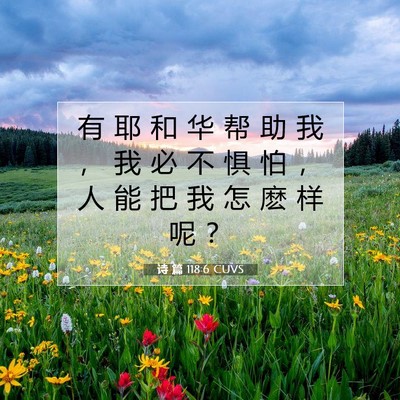 Picture 07 - 诗 篇 118:6 CUVS - 有 耶 和 华 帮 助 我 ， 我 必 不 惧 - Bible Verse Picture